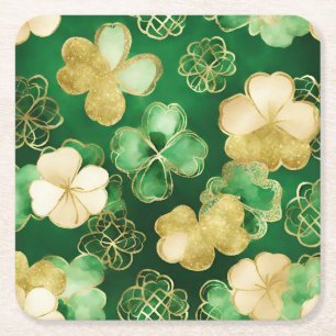 Grünes und goldenes St. Patrick's Day Kleeblatt Rechteckiger Pappuntersetzer