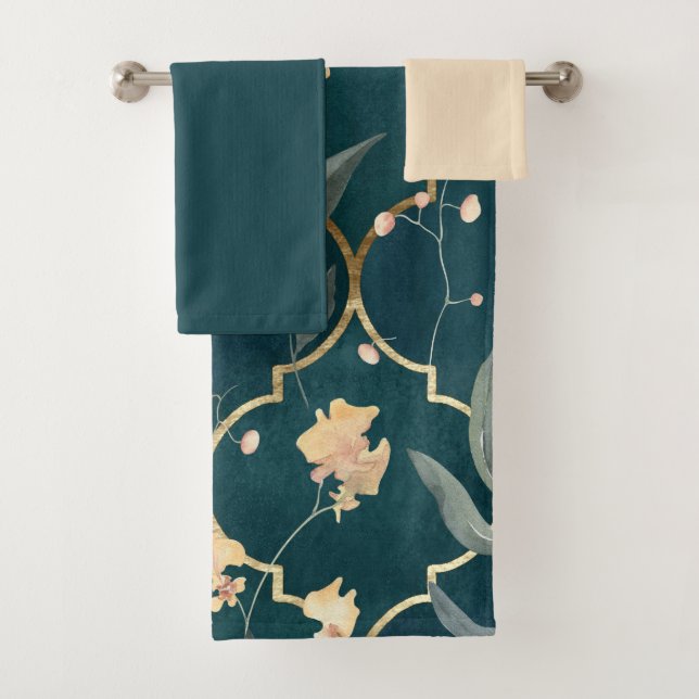 Grünes und goldfarbenes Handtuch Badhandtuch Set (Insitu)