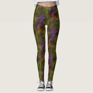 Grünes und Lila Abstraktes Kunstmuster Leggings