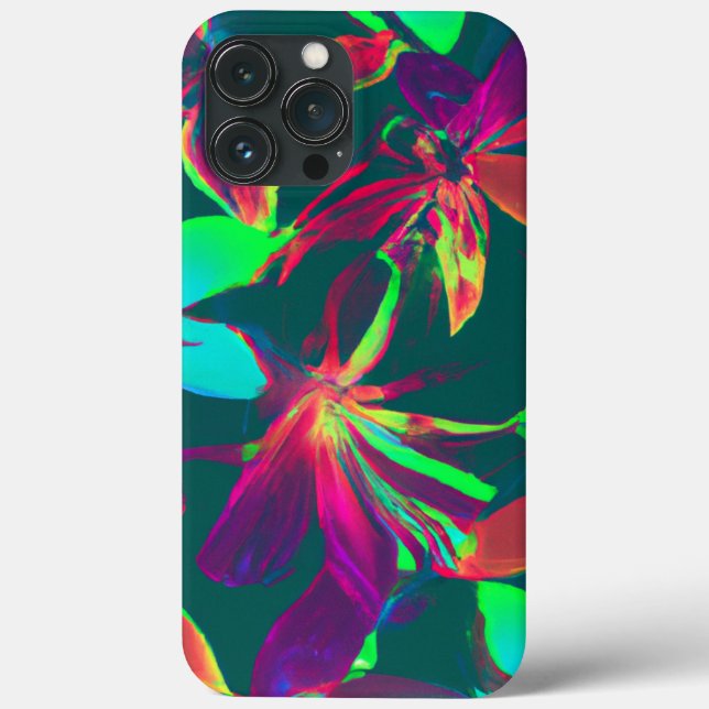 Grünes und Lila Blumenmuster Case-Mate iPhone Hülle (Rückseite)