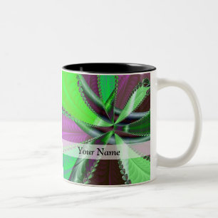 Grünes und lila Fraktal Zweifarbige Tasse