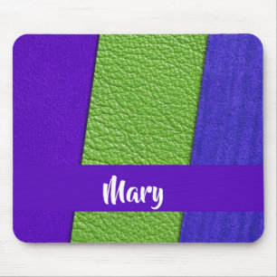 Grünes und lila Leder mit Textilien Mousepad