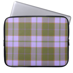 Grünes und lila schottisches Tartan-Karo nahtloses Laptopschutzhülle