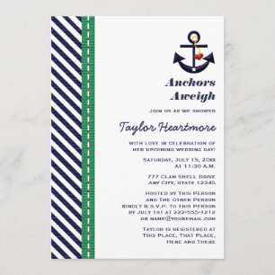 Grünes und Navy Blue Anchor Brautparty Einladung