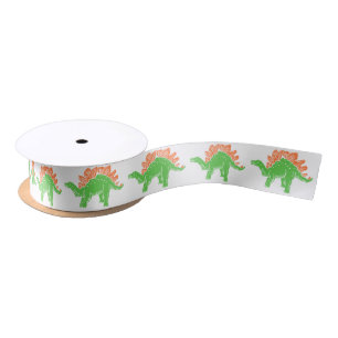 Grünes und orange Stegosaurus-Satin-Band Satinband