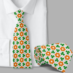 Grünes und oranges geometrisches Muster Irisch Krawatte