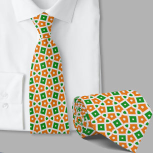 Grünes und oranges geometrisches Muster Irisch Krawatte