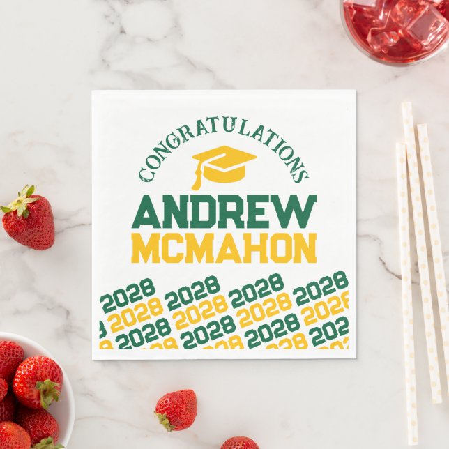 Grünes und Personalisiertes Graduierungspapier Serviette (Beispiel)