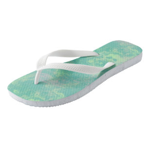Grünes und rosa Marmorwirbel-Abstrakt Flip Flops