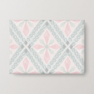 Grünes und rosa pastellfarbenes Diamantmuster Button