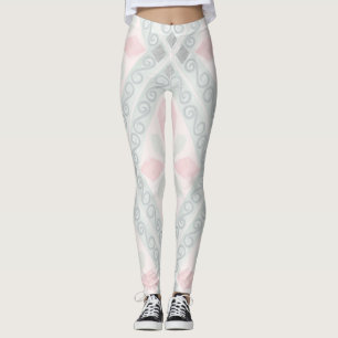 Grünes und rosa pastellfarbenes Diamantmuster Leggings
