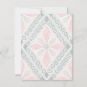 Grünes und rosa pastellfarbenes Diamantmuster RSVP Karte