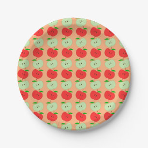 Grünes und rotes Apfel-Muster Pappteller