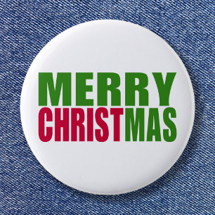 Grünes und rotes Frohe Weihnachten Button