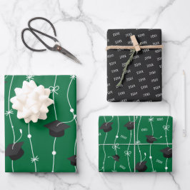 Grünes und schwarzes Graduierungspapier zum Abzieh Geschenkpapier Set
