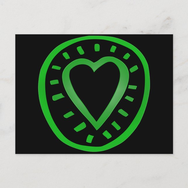 Grünes und schwarzes Herz 2 Postkarte (Vorderseite)