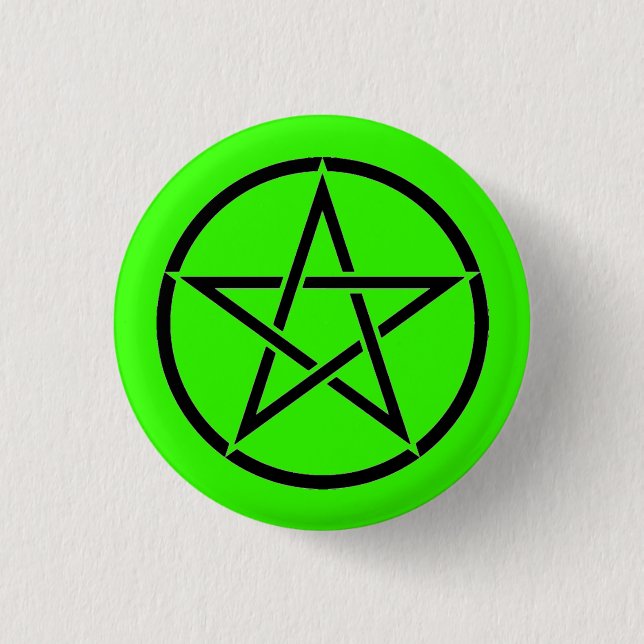Grünes und schwarzes Pentagramm Pentagramm Abzeich Button (Vorderseite)