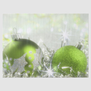 Grünes und Silberes Weihnachtszettel Seidenpapier