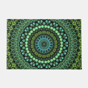 Grünes und Türkises Kaleidoskop-Mandala-Muster Fußmatte
