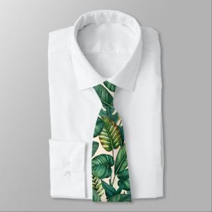 Grünes und Türkises Palm Monstera Tropisches Blätt Krawatte