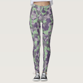 grünes und violettes Tarnmuster abstrakt Leggings