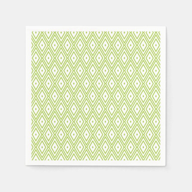Grünes und weißes Diamantenpapier Napkins Serviette (Vorderseite)