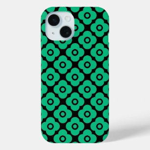 Grünes und weißes einfaches Blumenmuster Retro Case-Mate iPhone Hülle