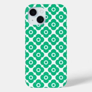 Grünes und weißes einfaches Blumenmuster Retro Case-Mate iPhone Hülle