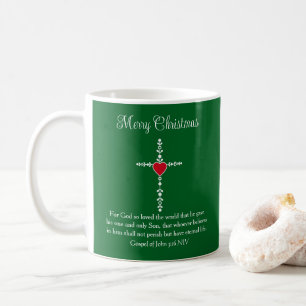 Grünes und Weißes Frohe Weihnachten Kreuz Bibelver Kaffeetasse