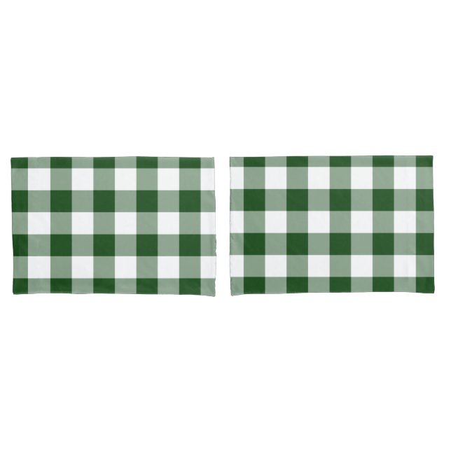 Grünes und weißes Gingham-Muster Kissenbezug (Vorderseite-Set)