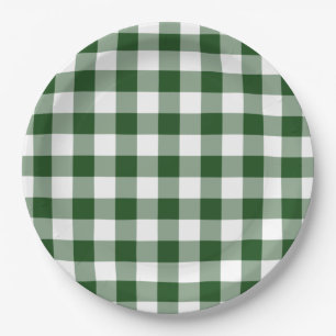 Grünes und weißes Gingham-Muster Pappteller