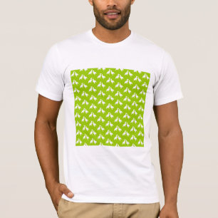 Grünes und weißes Muster der Vögel T-Shirt