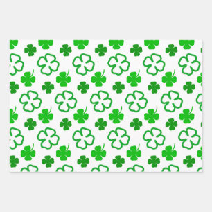 Grünes und weißes St. Patrick's Day Wrapping Paper Geschenkpapier Set
