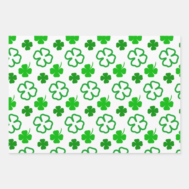 Grünes und weißes St. Patrick's Day Wrapping Paper Geschenkpapier Set (Vorderseite 3)