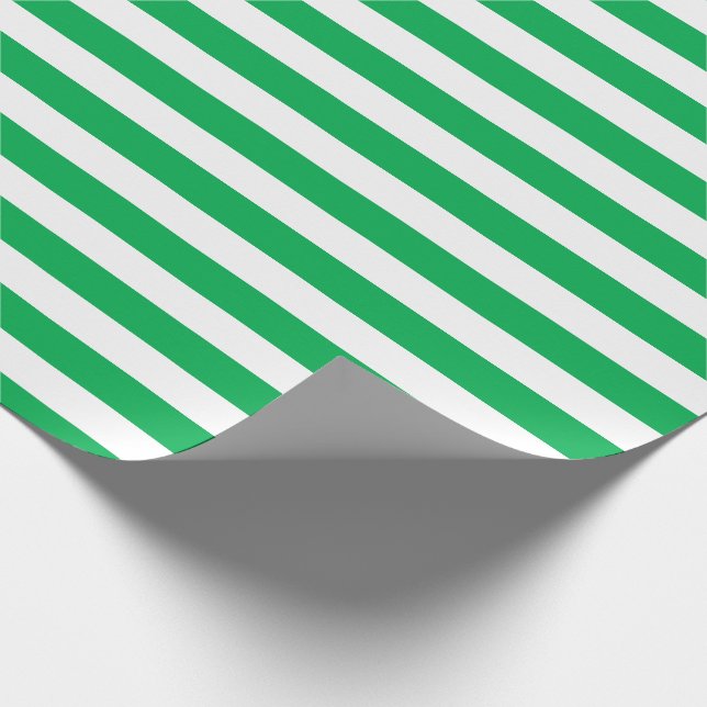 Grünes und weißes Streifen-Muster Geschenkpapier (Ecke)
