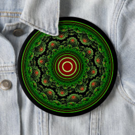 Grünes verziertes natürliches Fraktal Rundschmuck Button