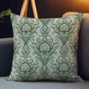 Grünes Vintage-Blumenmuster Kissen