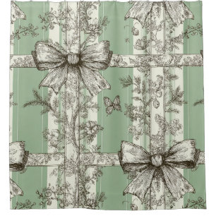 Grünes Vintage-Toile-Band Duschvorhang