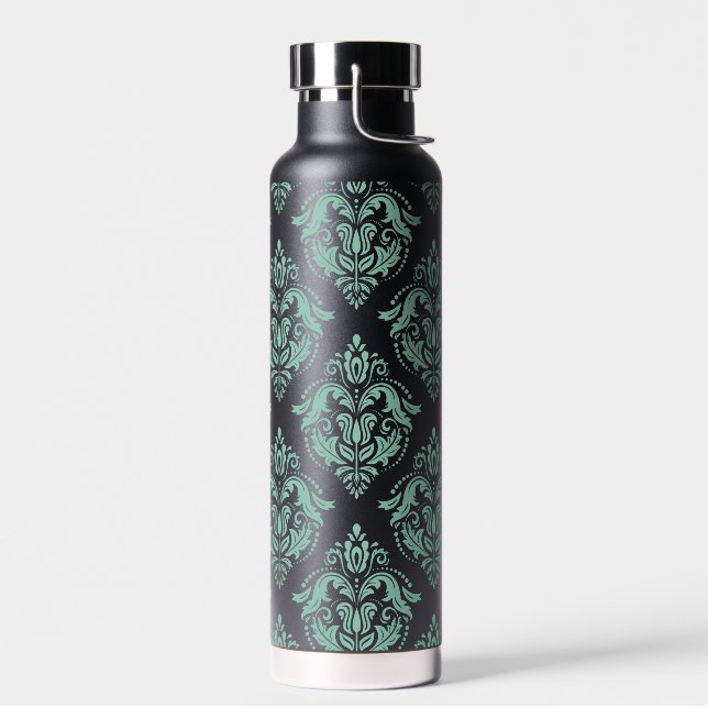Grünes Vintages Blumenmuster Trinkflasche (Links)
