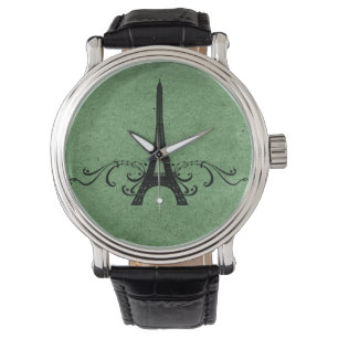Grünes Vintages Französisch Geblüht Armbanduhr