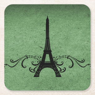 Grünes Vintages Französisches Geblüht Untersetzer