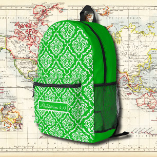 Grünes, Vintages Muster mit Verse Bedruckter Rucksack