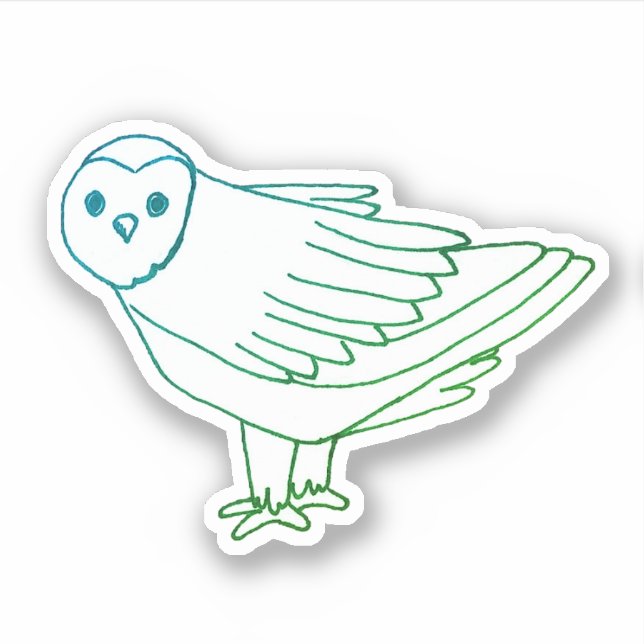 Grünes Wald Vogelvogel Niedliches Owl Aufkleber (Vorderseite)