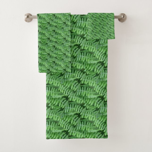 Grünes Waldland Ferns Muster Natur Badhandtuch Set (Insitu)