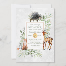 Grünes Waldland Kinderdusche Einladung