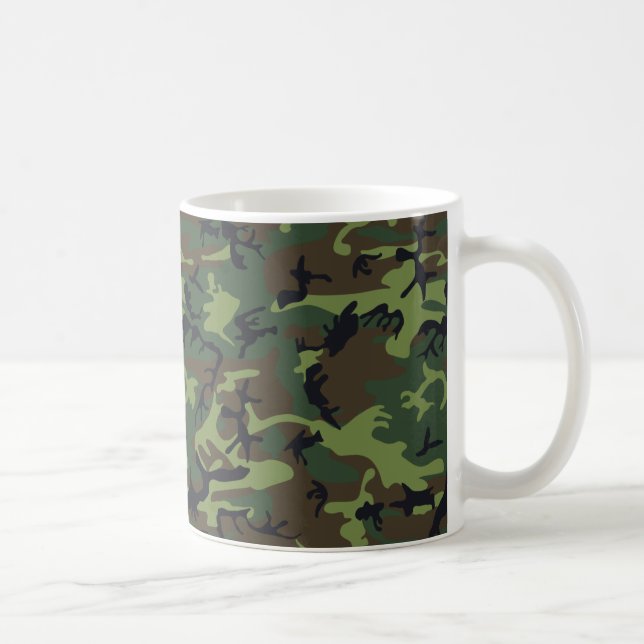 Grünes Waldmilitär tarnt Muster Kaffeetasse (Rechts)