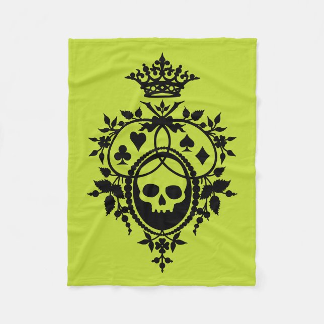 Grünes Wappen mit Skull und Cardsuits Fleece Blank (Vorderseite)