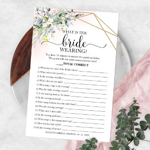 Grünes Was trägt die Braut Spiel Hochzeit Flyer