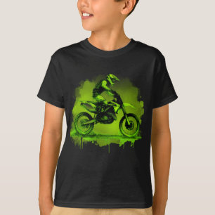 Grünes Wasserfarbe Dirt Bike T-Shirt
