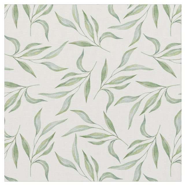 Grünes Wasserfarben-Blatt Botanisches Muster Stoff (Nahaufnahme)